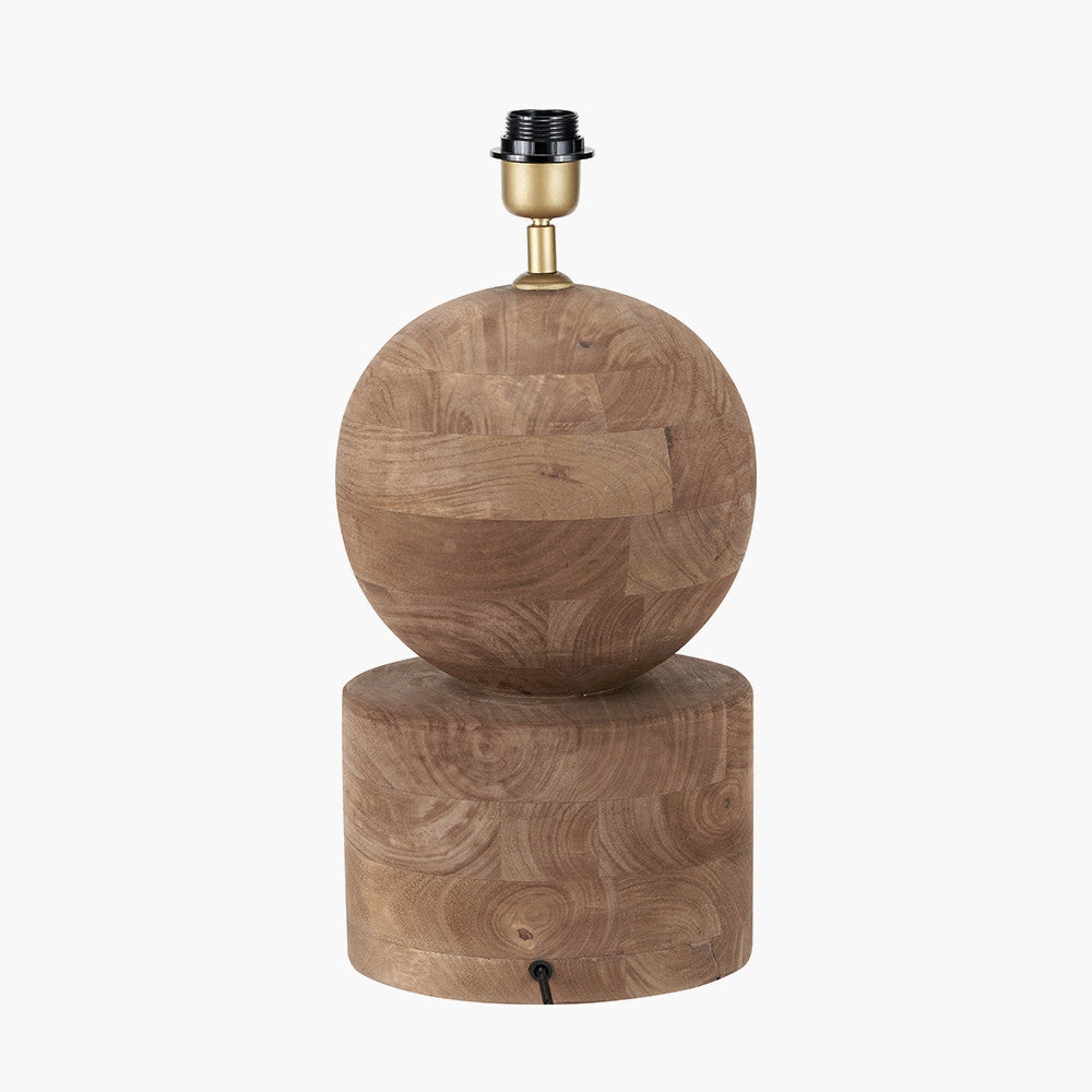 Ziva Antique Brown Round Wood Table Lamp Base