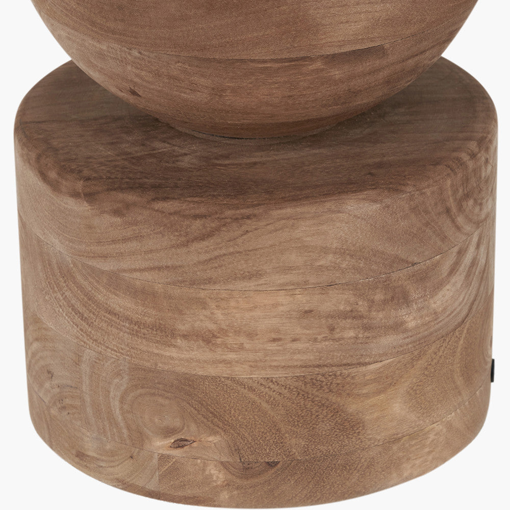 Ziva Antique Brown Round Wood Table Lamp Base