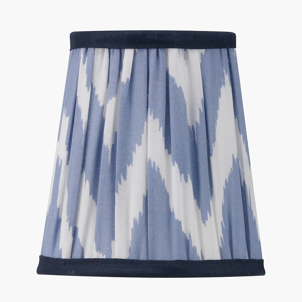 Auden Silver Metal Stick Table Lamp with Blue Chevron Pleated Shade