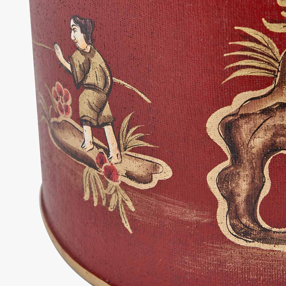 Landscape Red Hand Painted Metal Table Lamp Base