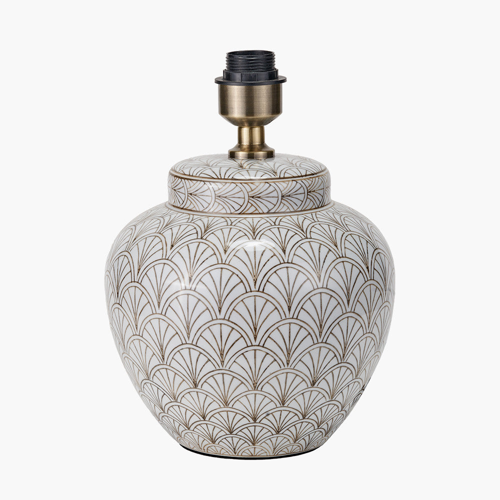 Barbier White Art Deco Fan Ceramic Table Lamp Base