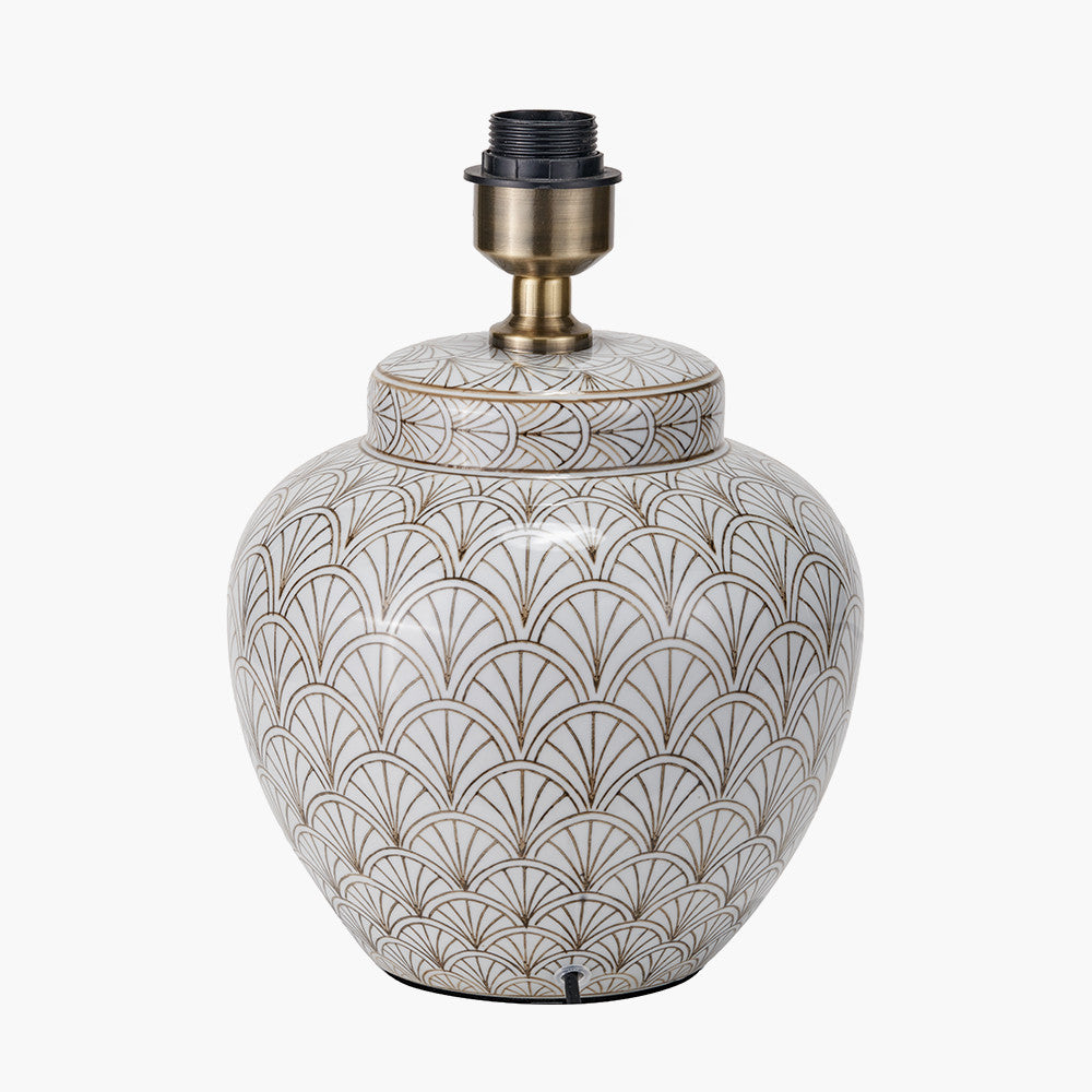 Barbier White Art Deco Fan Ceramic Table Lamp Base