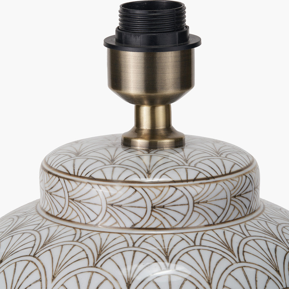 Barbier White Art Deco Fan Ceramic Table Lamp Base