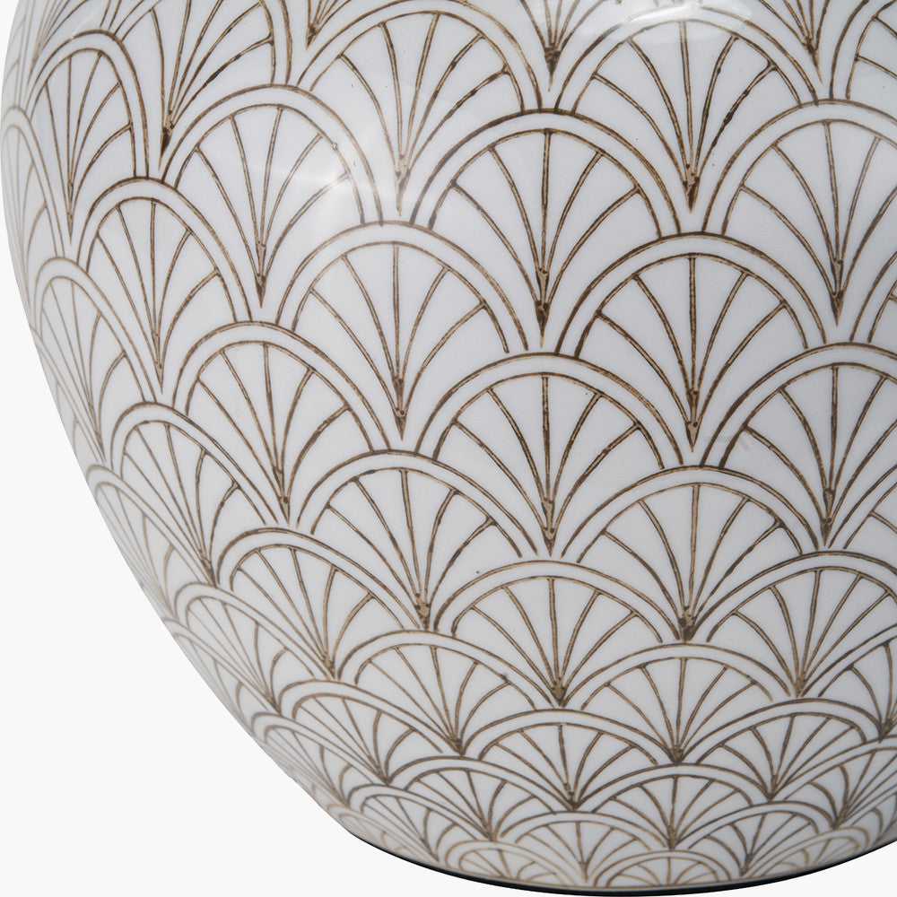 Barbier White Art Deco Fan Ceramic Table Lamp Base