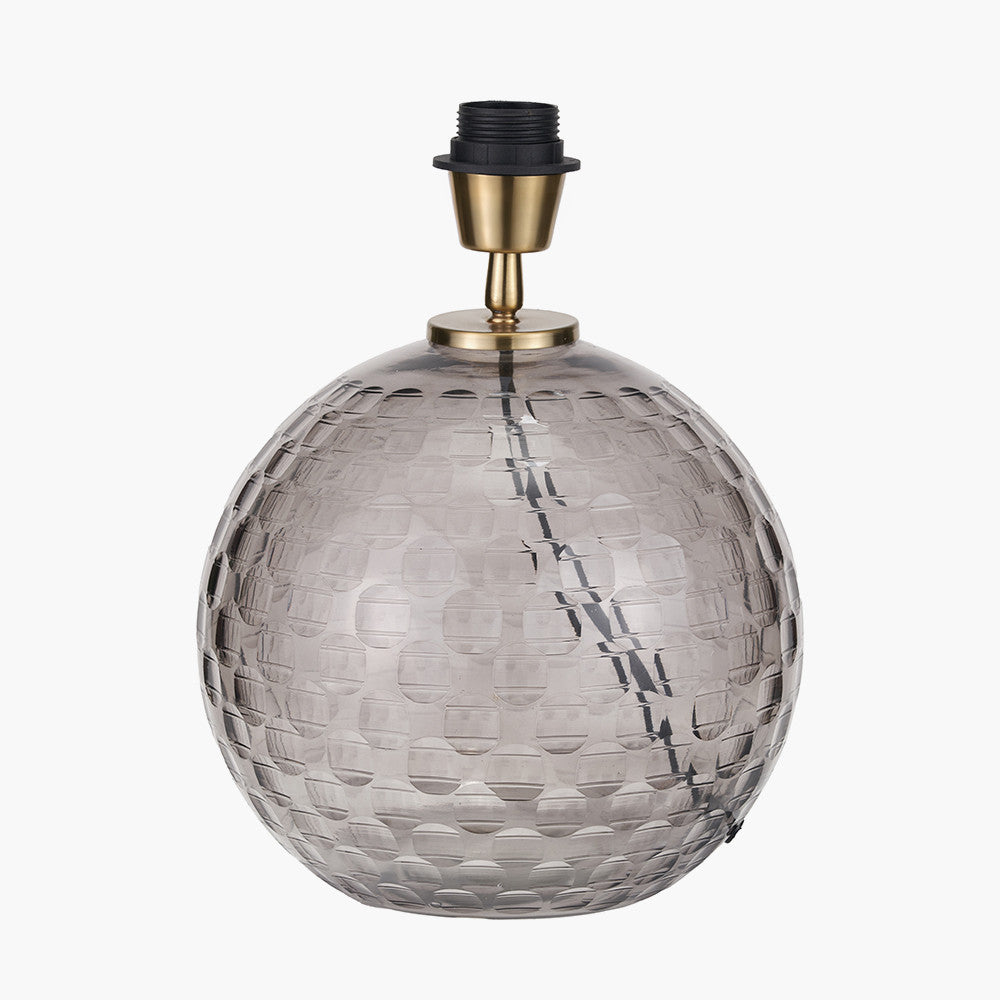 Camille Smoke Grey Circle Design Handcut Glass Table Lamp Base – Modern Textured Glass Lighting