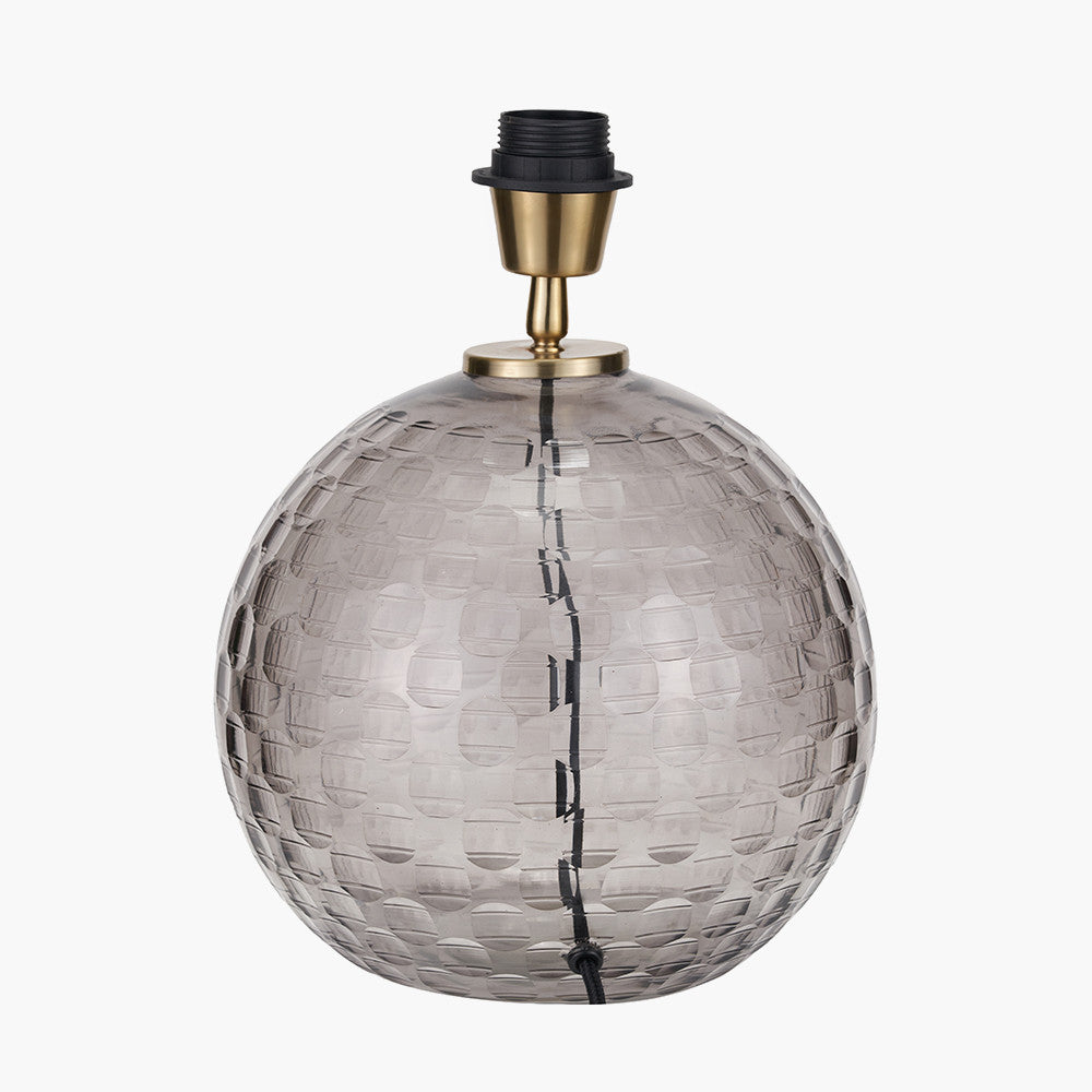 Camille Smoke Grey Circle Design Handcut Glass Table Lamp Base – Modern Textured Glass Lighting