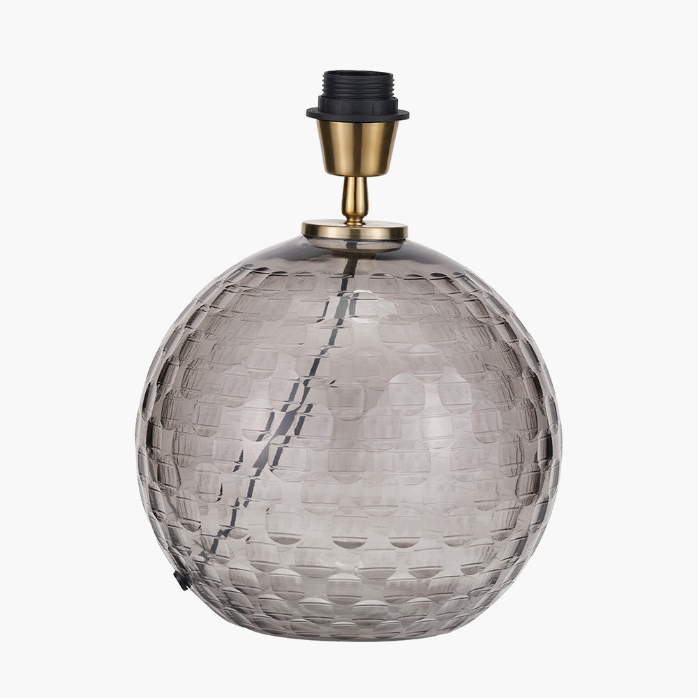 Camille Smoke Grey Circle Design Handcut Glass Table Lamp Base – Modern Textured Glass Lighting