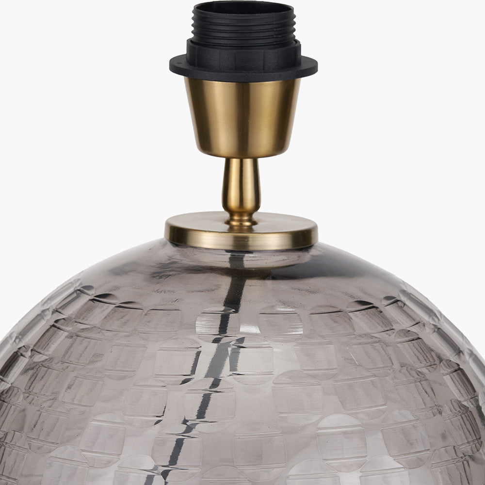 Camille Smoke Grey Circle Design Handcut Glass Table Lamp Base – Modern Textured Glass Lighting