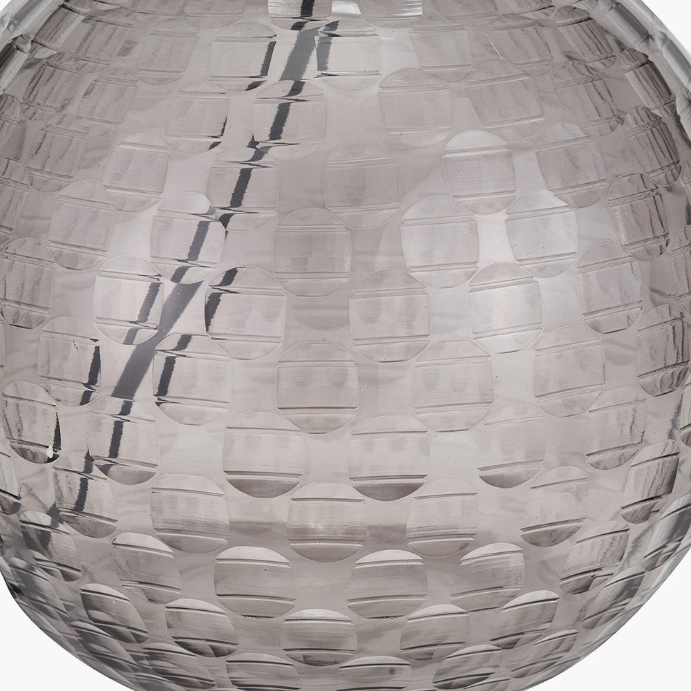 Camille Smoke Grey Circle Design Handcut Glass Table Lamp Base – Modern Textured Glass Lighting