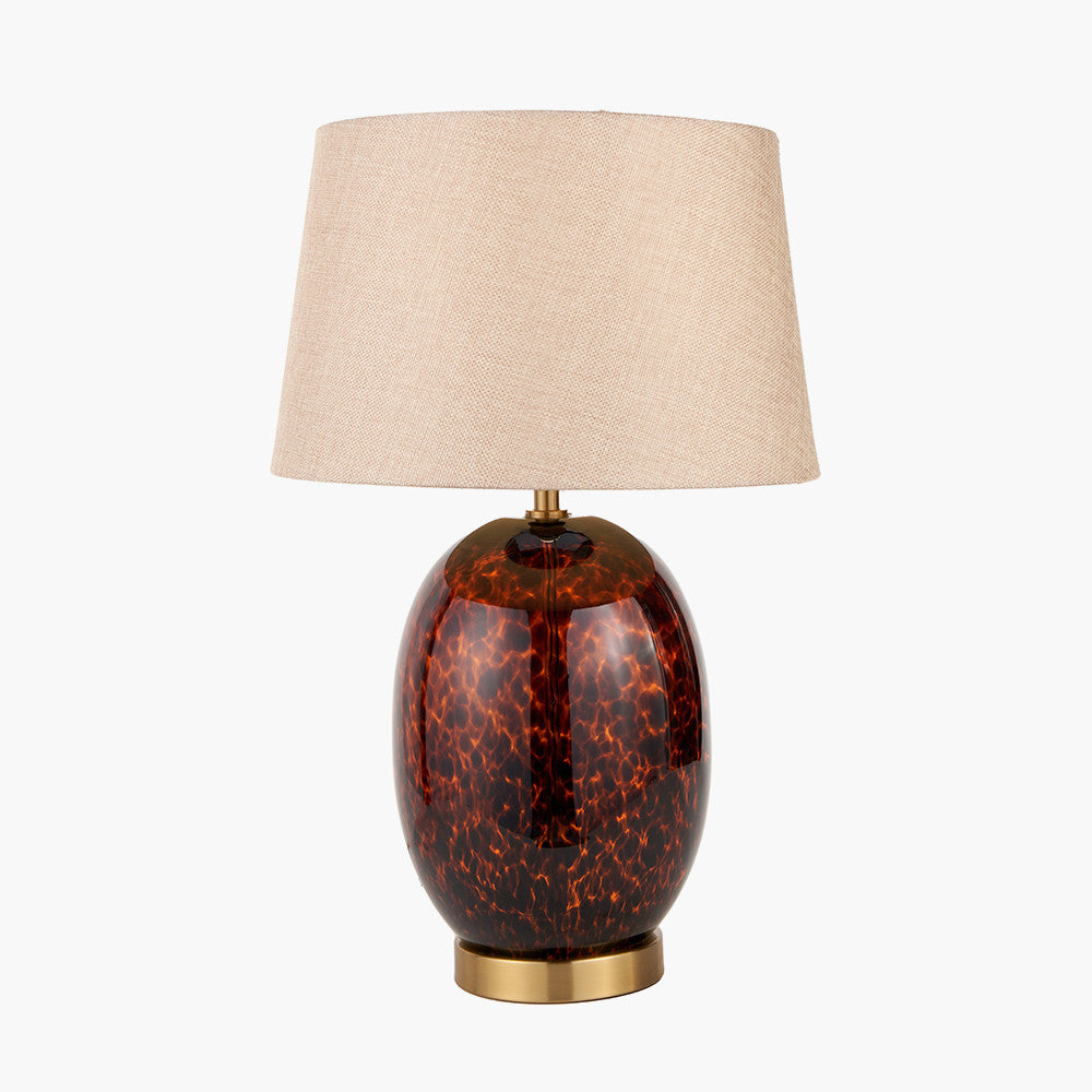 Lucien Tortoiseshell Glass Tall Table Lamp with Brushed Gold Base