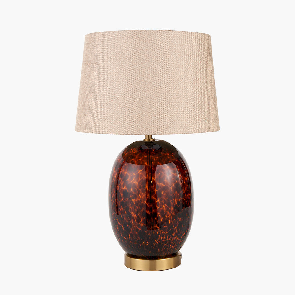 Lucien Tortoiseshell Glass Tall Table Lamp with Brushed Gold Base