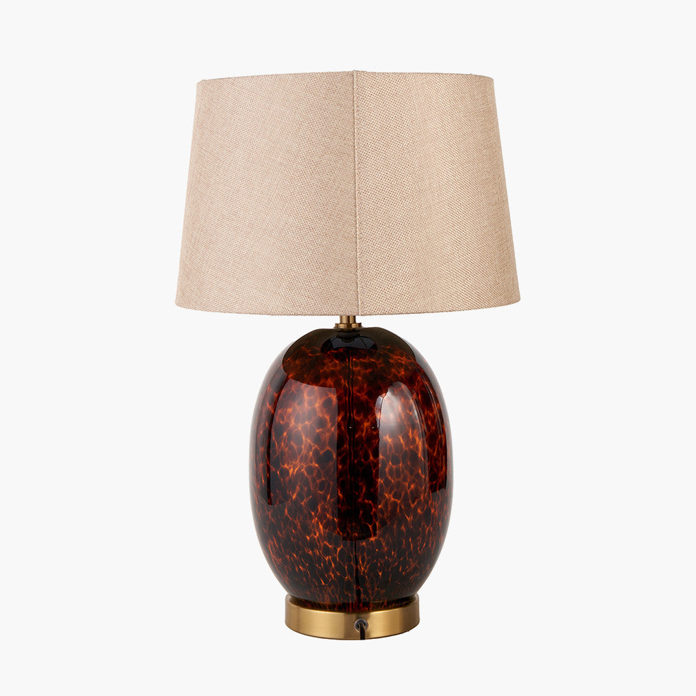 Lucien Tortoiseshell Glass Tall Table Lamp with Brushed Gold Base