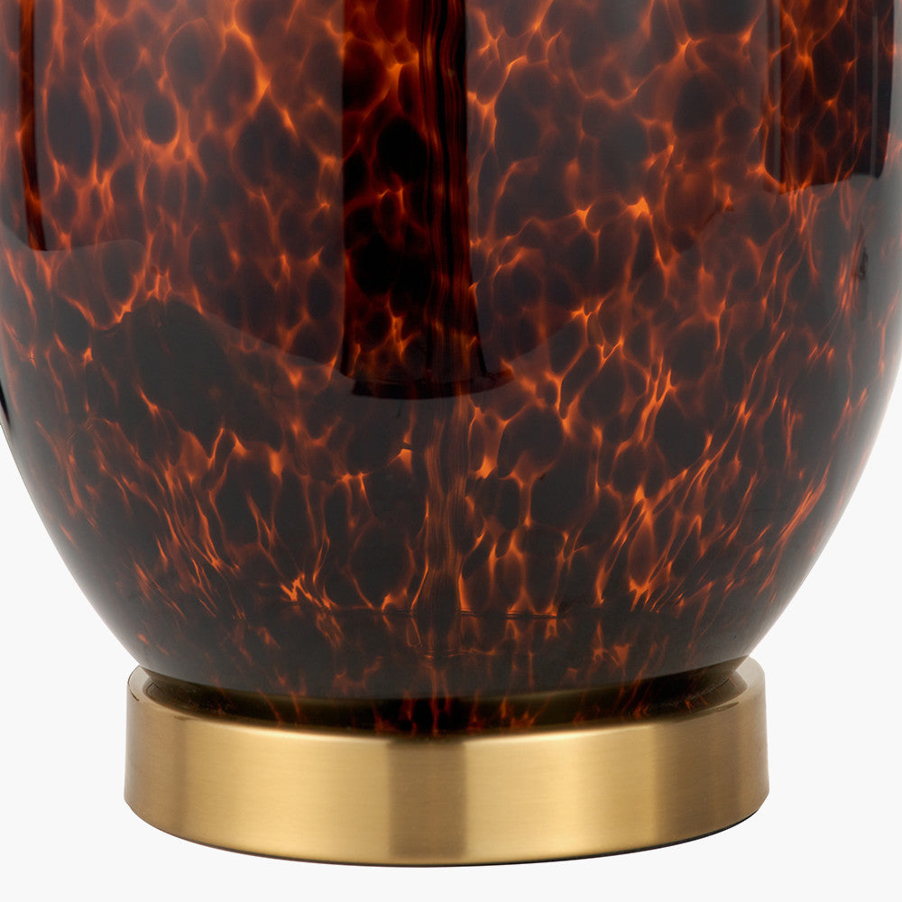 Lucien Tortoiseshell Glass Tall Table Lamp with Brushed Gold Base