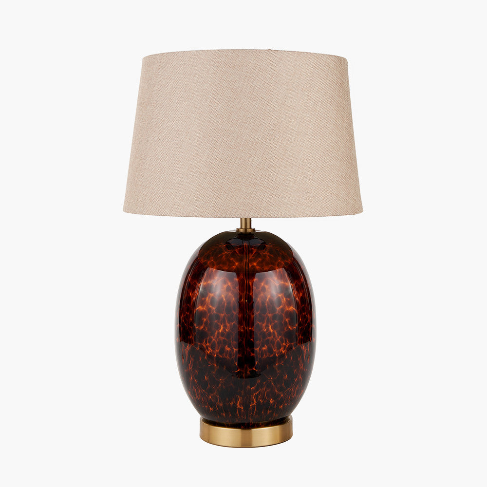 Lucien Tortoiseshell Glass Tall Table Lamp with Brushed Gold Base