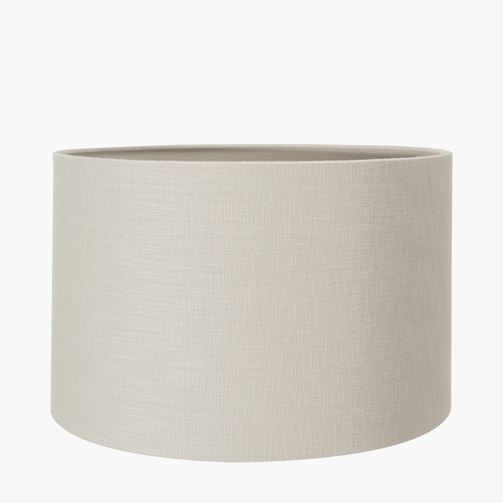 Langston Nickel Metal Column Floor Lamp with Grey Linen Shade