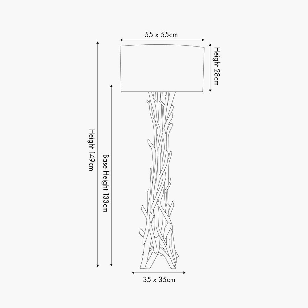 Derna Drift Wood & Natural Jute Floor Lamp