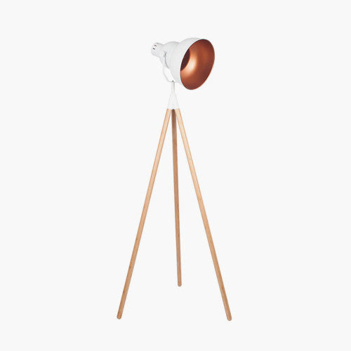 Studio-Inspired Design – Evokes classic film set lighting with a bold tripod silhouette Natural Bamboo Legs and Matt White Metal Shade. Dimensions W70xD63xH164cm. Shop online today at www.nobleandnook.co.uk