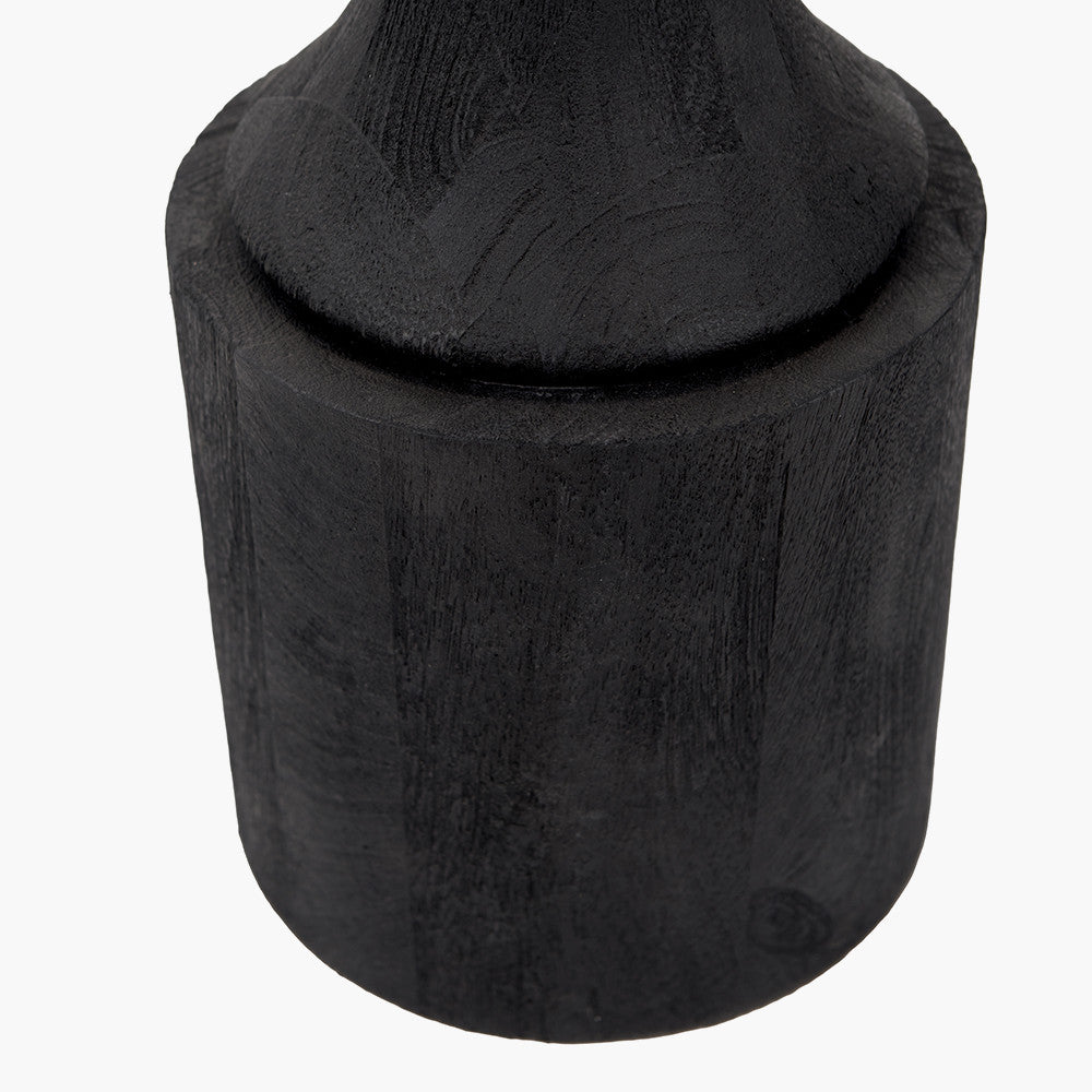 Marin Black Wood Tall Neck Floor Lamp with Edward 45cm Natural Linen Cylinder Shade