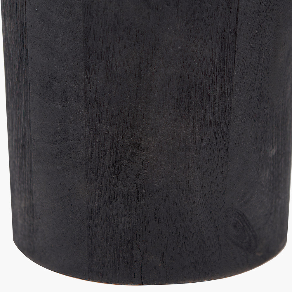 Marin Black Wood Tall Neck Floor Lamp with Edward 45cm Natural Linen Cylinder Shade