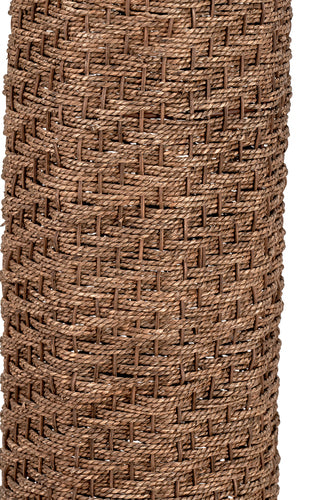Andros Brown Woven Seagrass Floor Lamp with Linen Shade