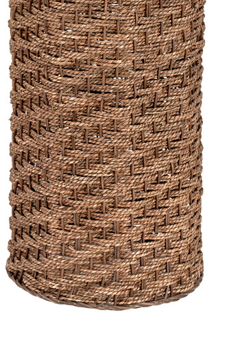 Andros Brown Woven Seagrass Floor Lamp with Linen Shade