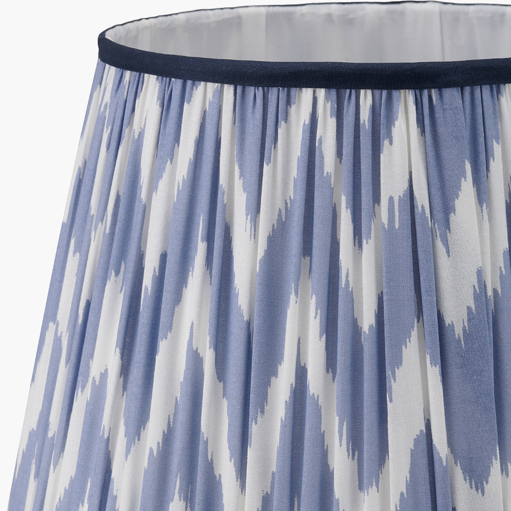Auden Silver Floor Lamp with Blue Chevron Pleated Shade | Statement Floor Lamp