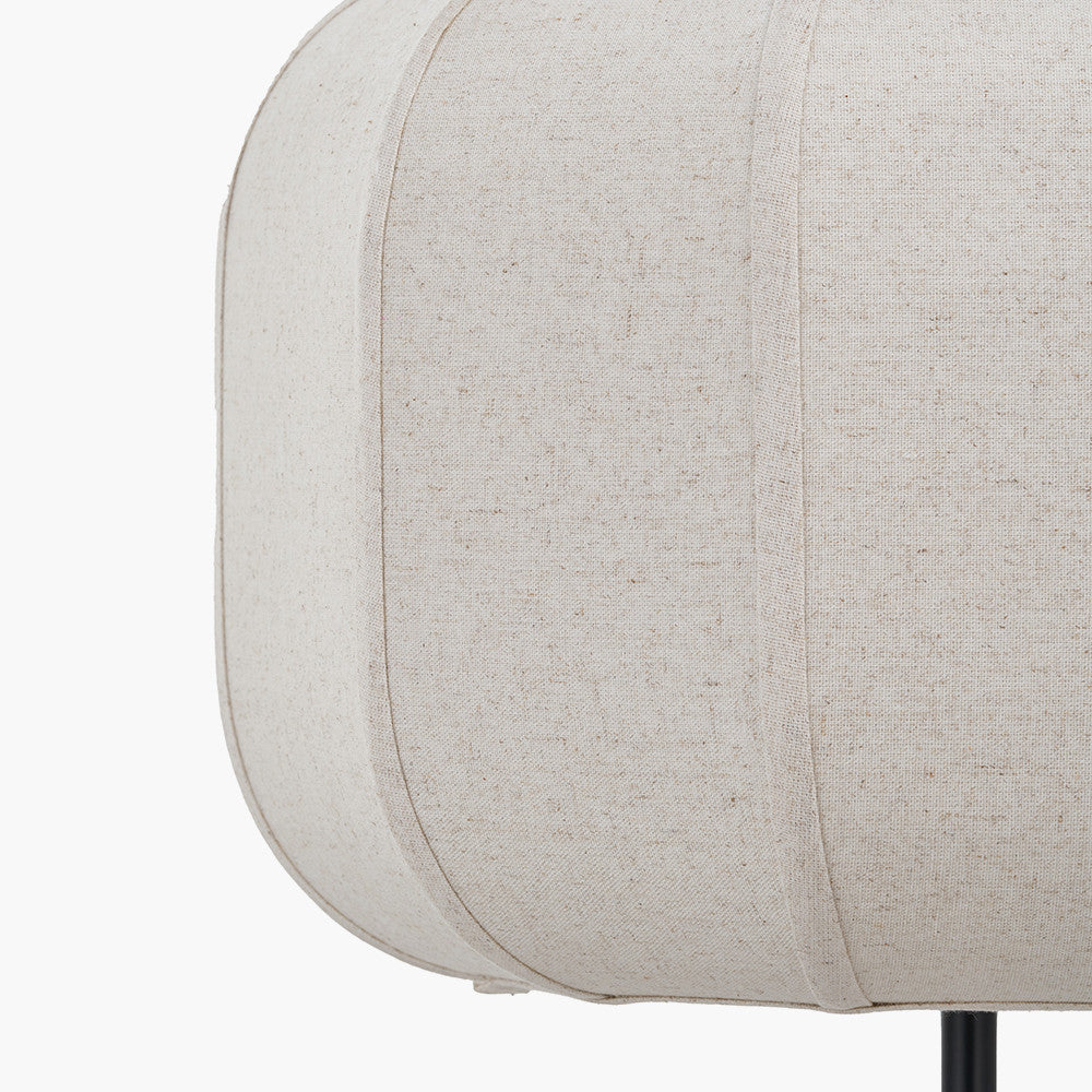 Oscar Black Metal and Natural Linen Structured Floor Lamp