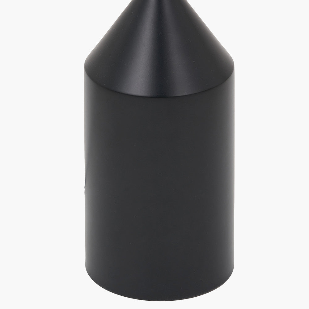 Oscar Black Metal and Natural Linen Structured Floor Lamp