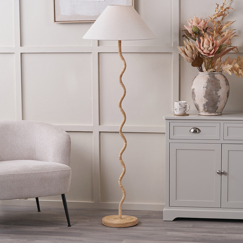 Palau Rattan Wave Floor Lamp Base