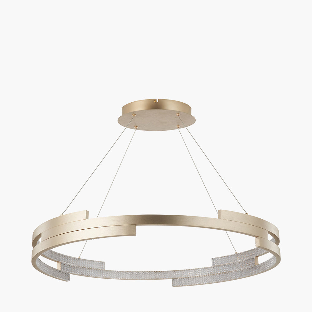 Sienna Gold Metal LED Ring Pendant – Contemporary Crystal Effect Ceiling Light