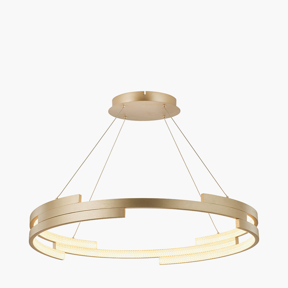 Sienna Gold Metal LED Ring Pendant – Contemporary Crystal Effect Ceiling Light