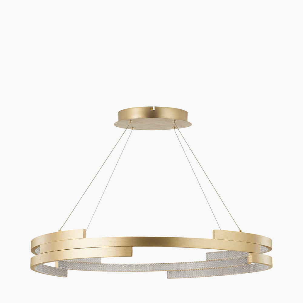 Sienna Gold Metal LED Ring Pendant – Contemporary Crystal Effect Ceiling Light
