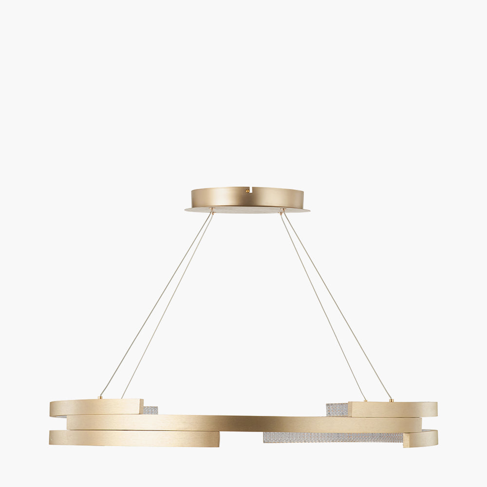 Sienna Gold Metal LED Ring Pendant – Contemporary Crystal Effect Ceiling Light
