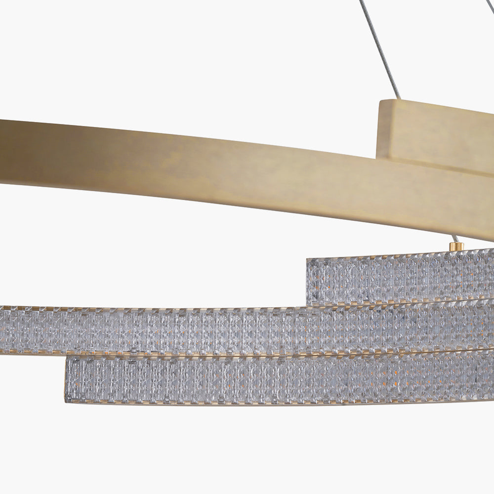 Sienna Gold Metal LED Ring Pendant – Contemporary Crystal Effect Ceiling Light