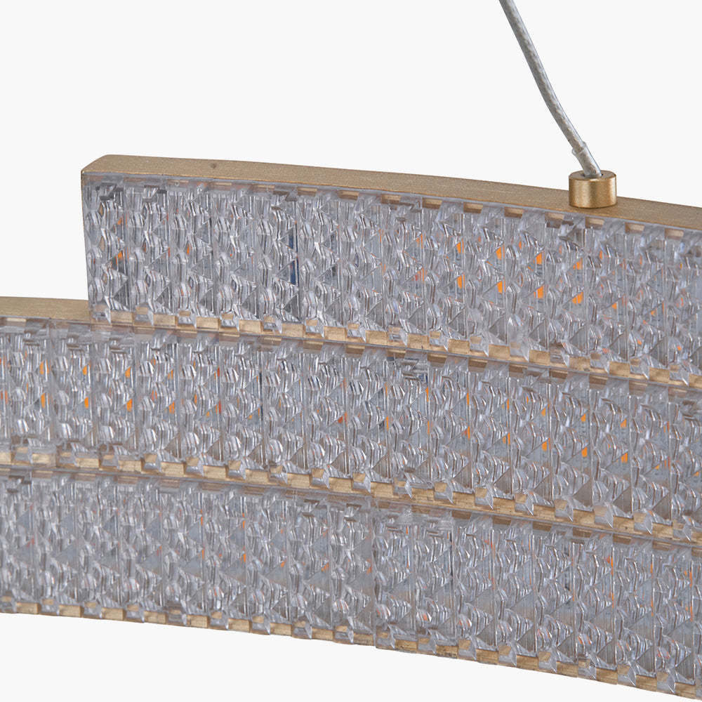 Sienna Gold Metal LED Ring Pendant – Contemporary Crystal Effect Ceiling Light
