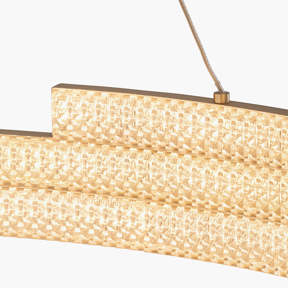 Sienna Gold Metal LED Ring Pendant – Contemporary Crystal Effect Ceiling Light