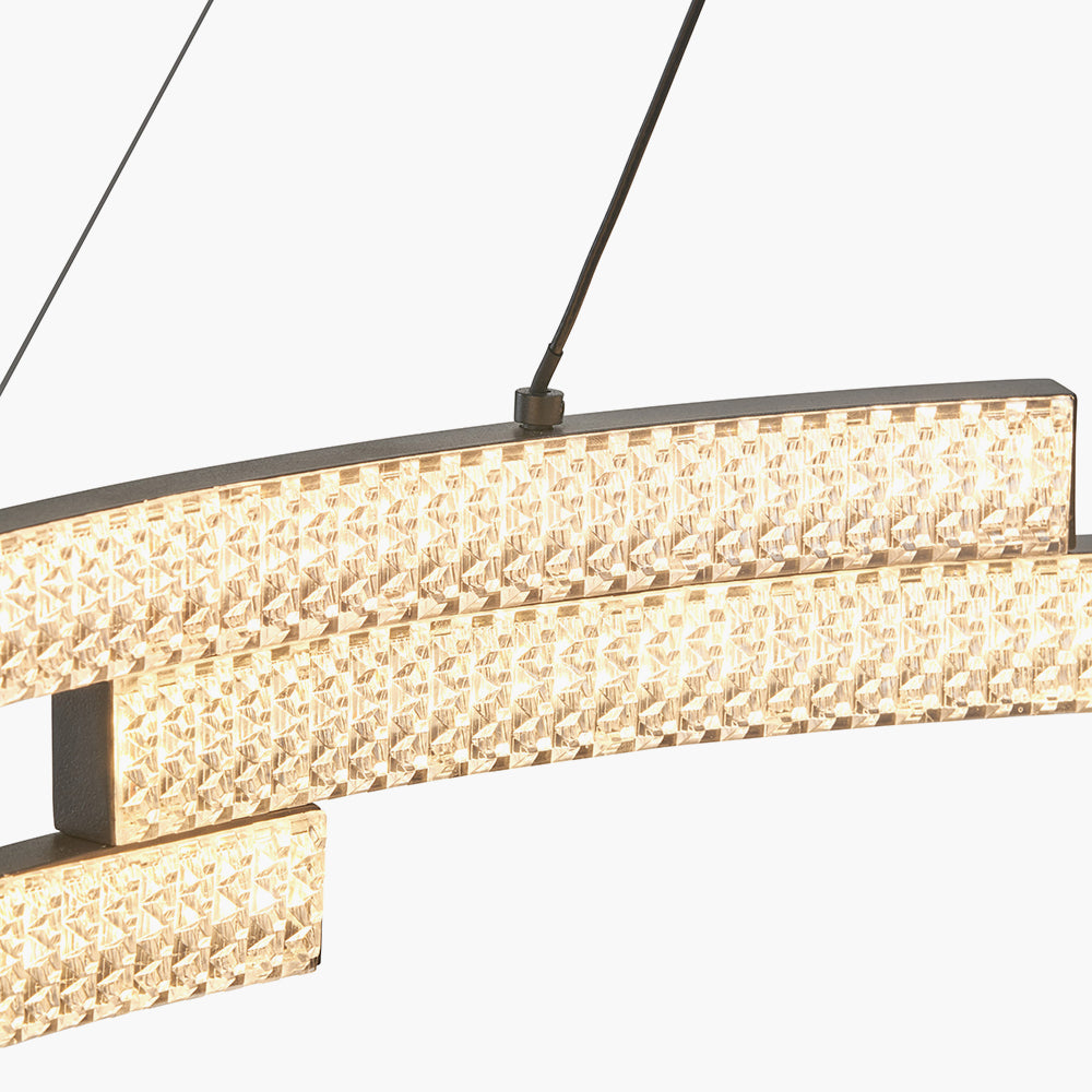 Sienna Black Metal LED Ring Pendant – Contemporary Crystal Effect Ceiling Light