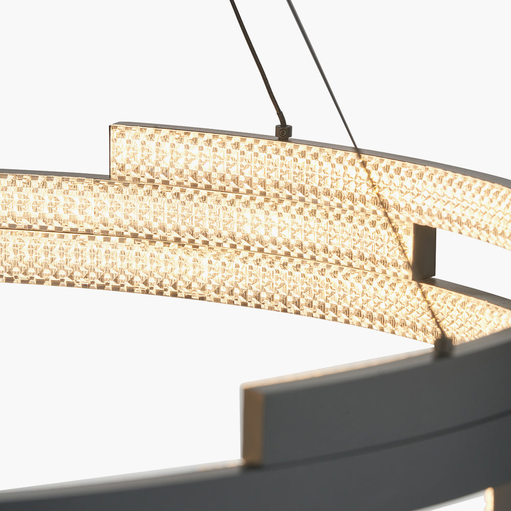Sienna Black Metal LED Ring Pendant – Contemporary Crystal Effect Ceiling Light