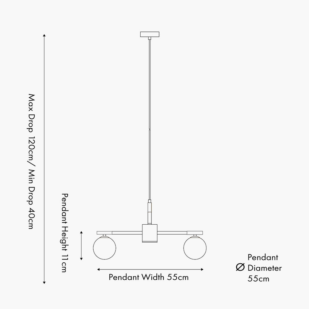 Wanda White Orb & Black Metal 5 Light Pendant