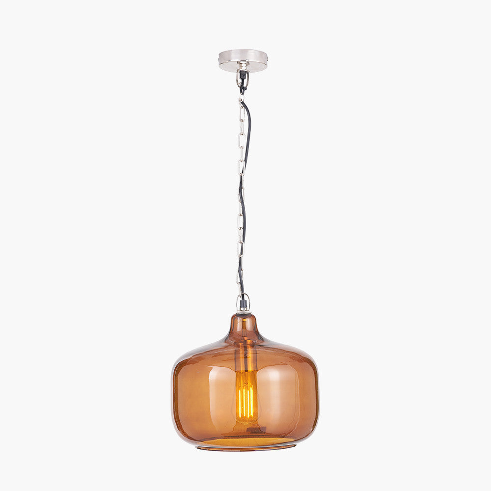 Corby Amber Glass Pendant – Handcrafted Ceiling Light