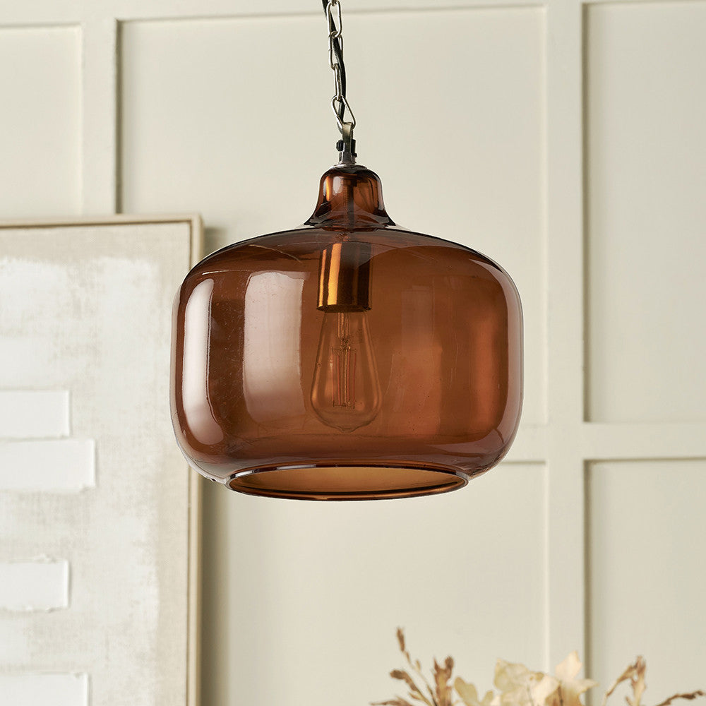 Corby Amber Glass Pendant – Handcrafted Ceiling Light