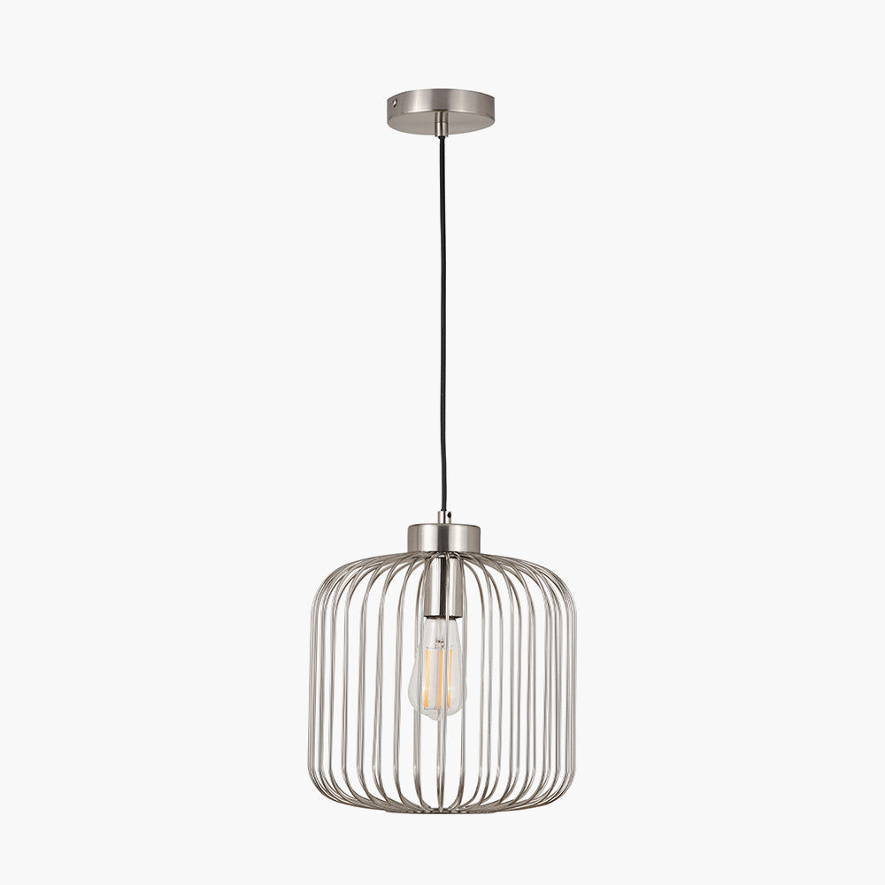 Dania Silver Metal Wire Pendant Light – Modern Industrial Ceiling Light