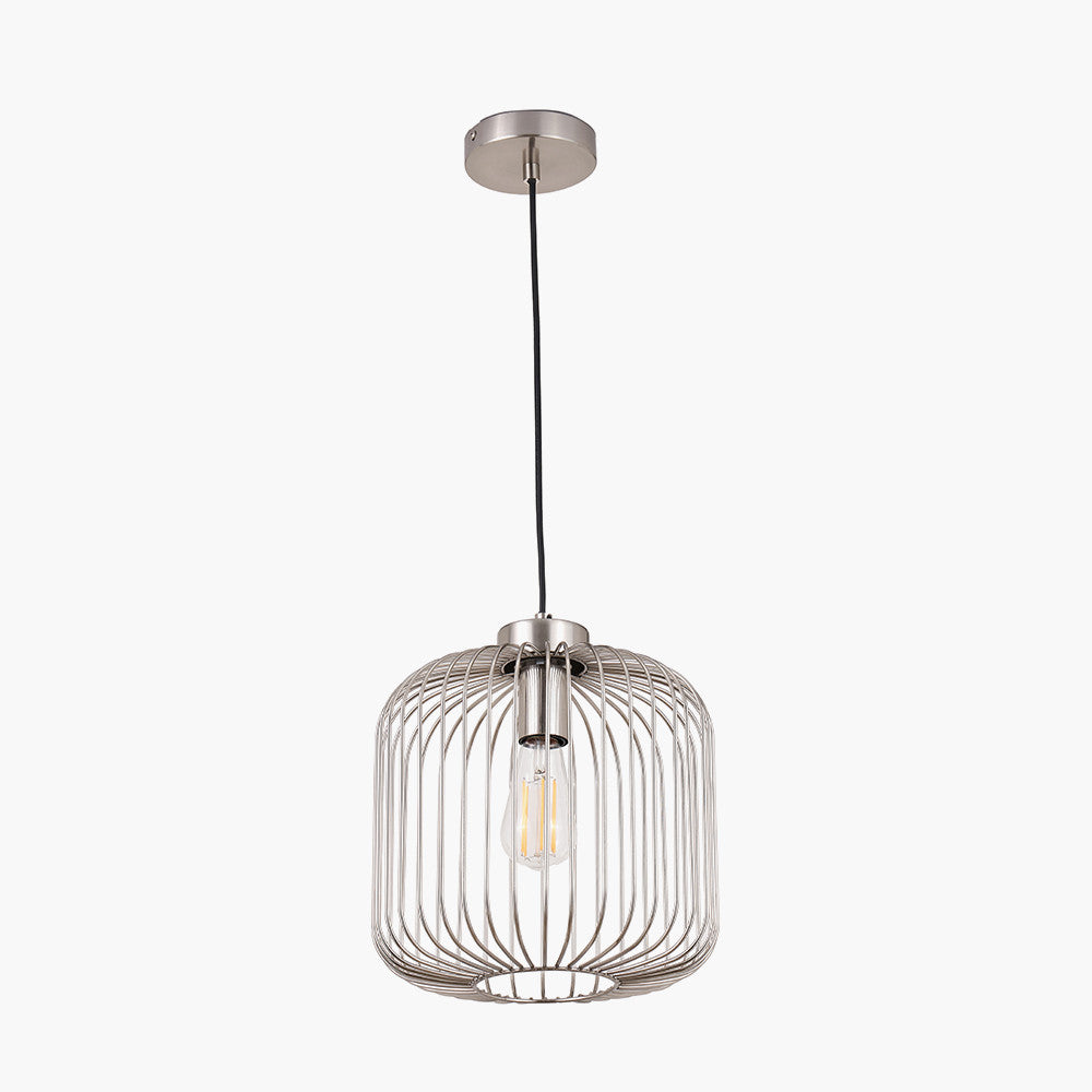 Dania Silver Metal Wire Pendant Light – Modern Industrial Ceiling Light