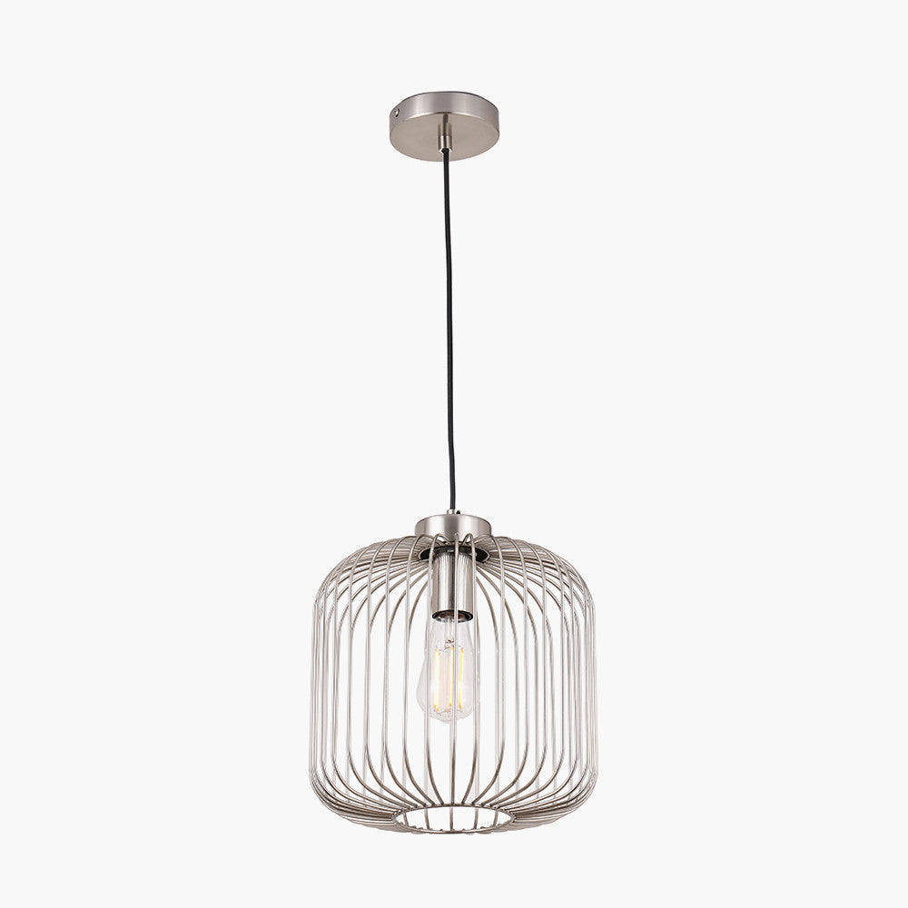 Dania Silver Metal Wire Pendant Light – Modern Industrial Ceiling Light