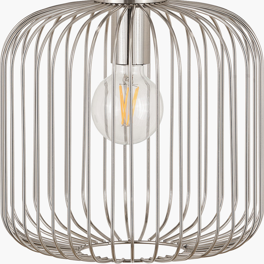 Dania Silver Metal Wire Pendant Light – Modern Industrial Ceiling Light