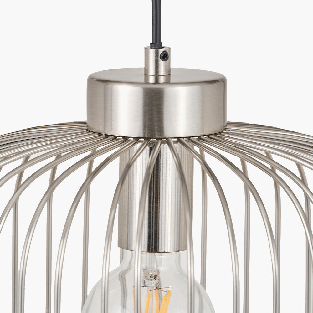 Dania Silver Metal Wire Pendant Light – Modern Industrial Ceiling Light