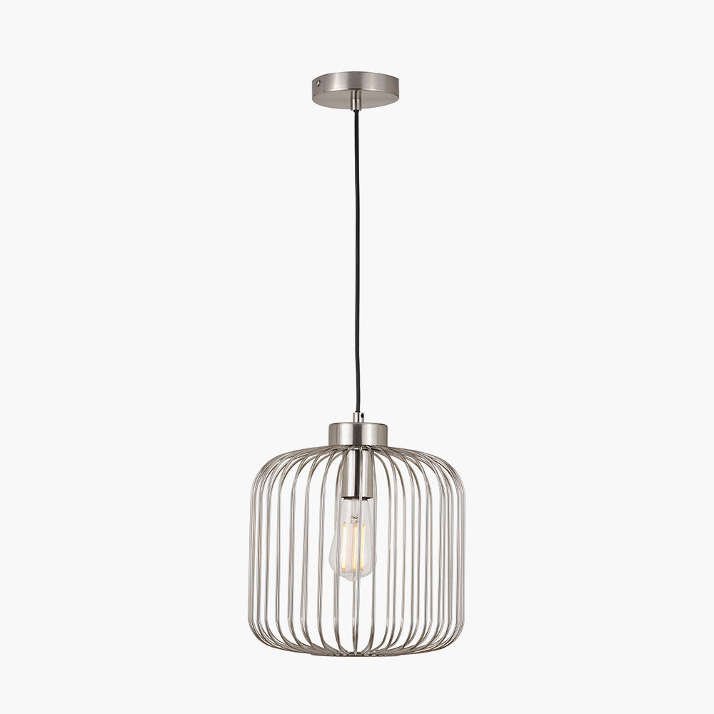 Dania Silver Metal Wire Pendant Light – Modern Industrial Ceiling Light