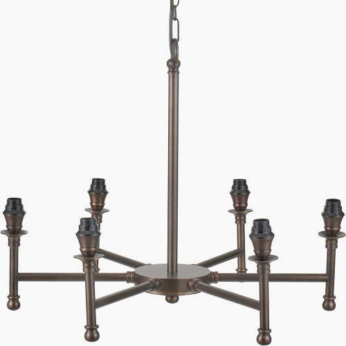 Piero Antique Bronze Metal 6 Arm Pendant Chandelier – Handcrafted in India