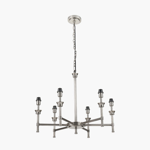 Salvatore Antique Silver Metal 6 Arm Pendant Chandelier – Handcrafted in India