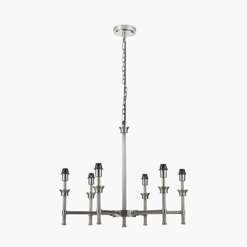 Salvatore Antique Silver Metal 6 Arm Pendant Chandelier – Handcrafted in India